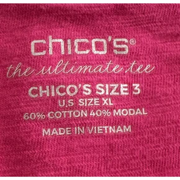 Chico’s Ultimate Tee Hot Pink Slub Back Buttons Size 3 (XL) - Picture 3 of 3